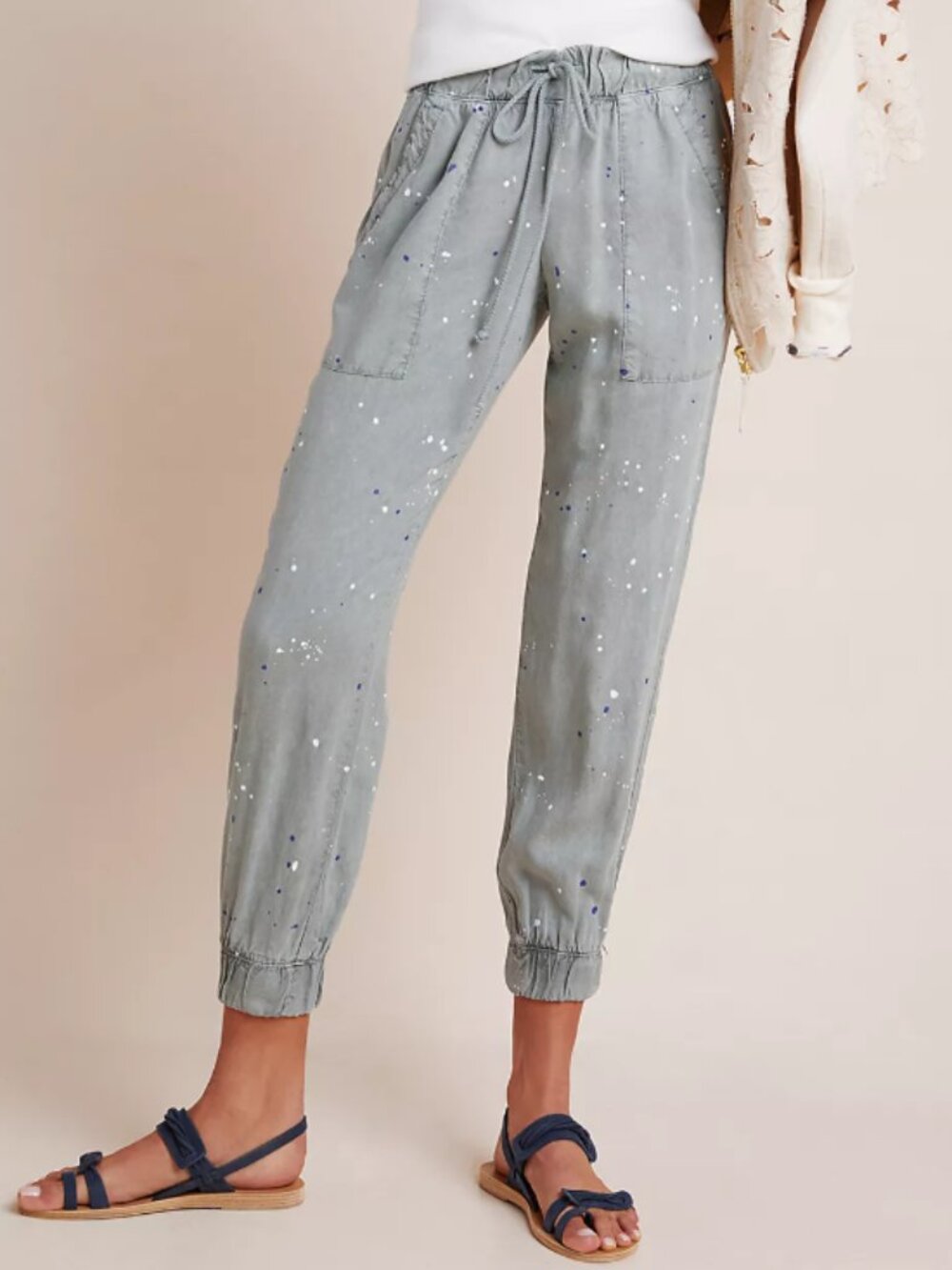 Anthropologie Cloth & Stone Green-Grey Paint Splatter Jogger Size M